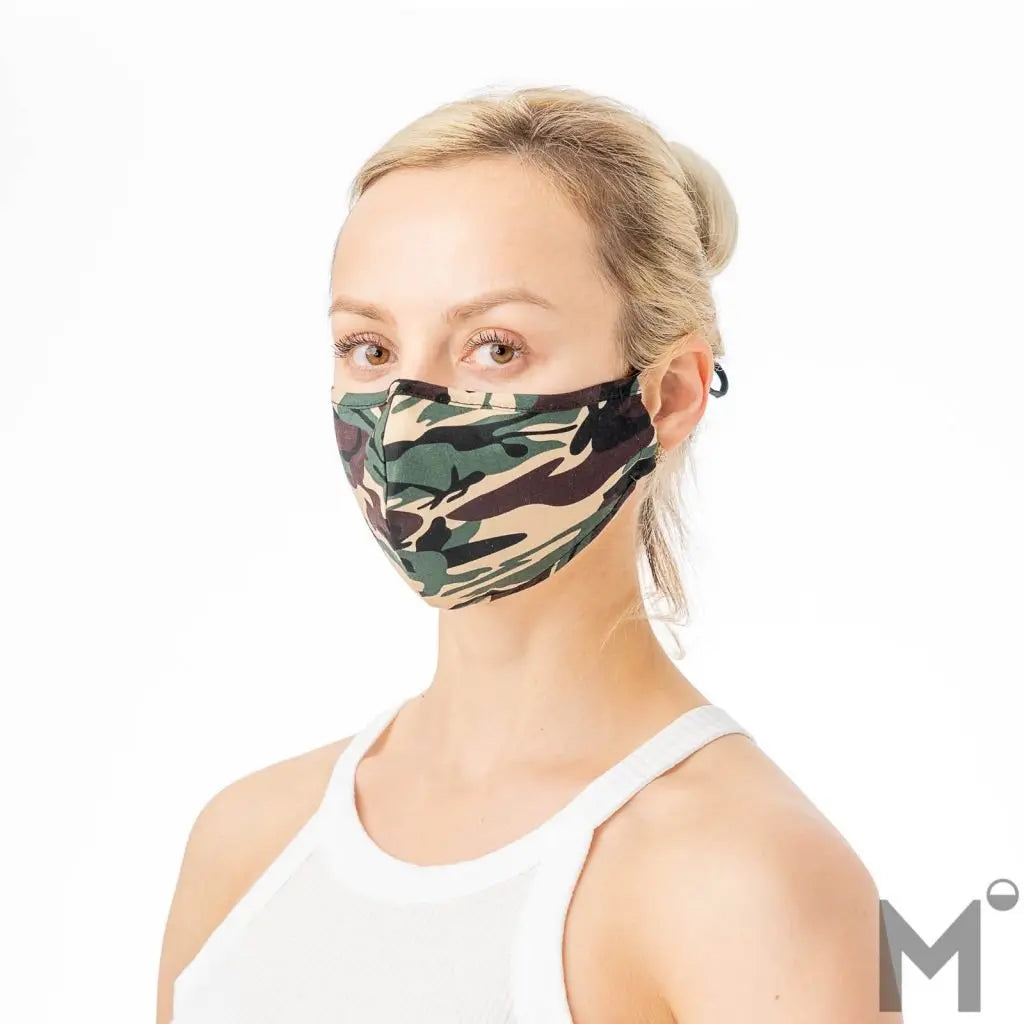 Green Camo Print Face Mask - Dope Women's Clothing