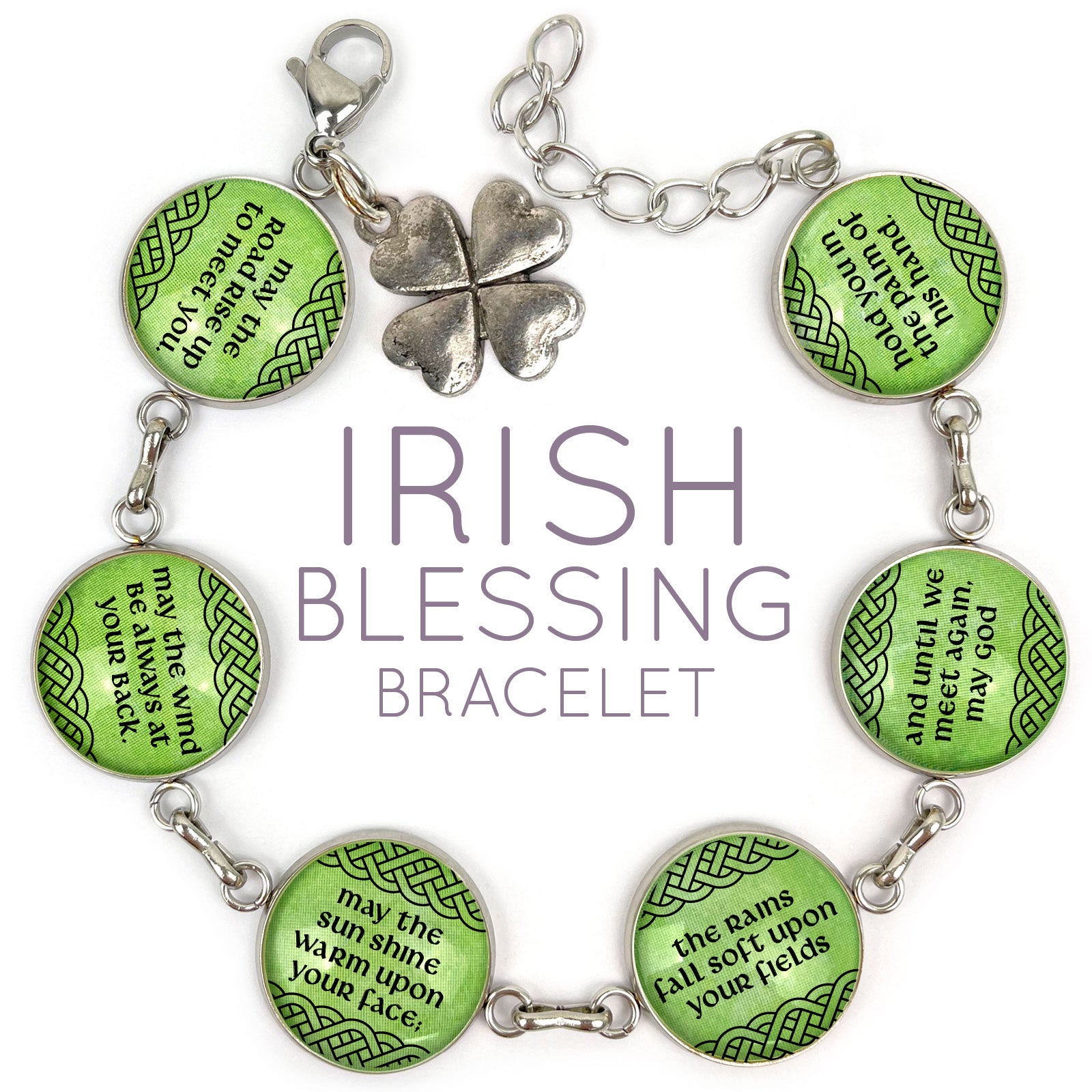 Irish Blessing Charm Bracelet – Stainless Steel or Silver-Plated - Dope Women's Clothing