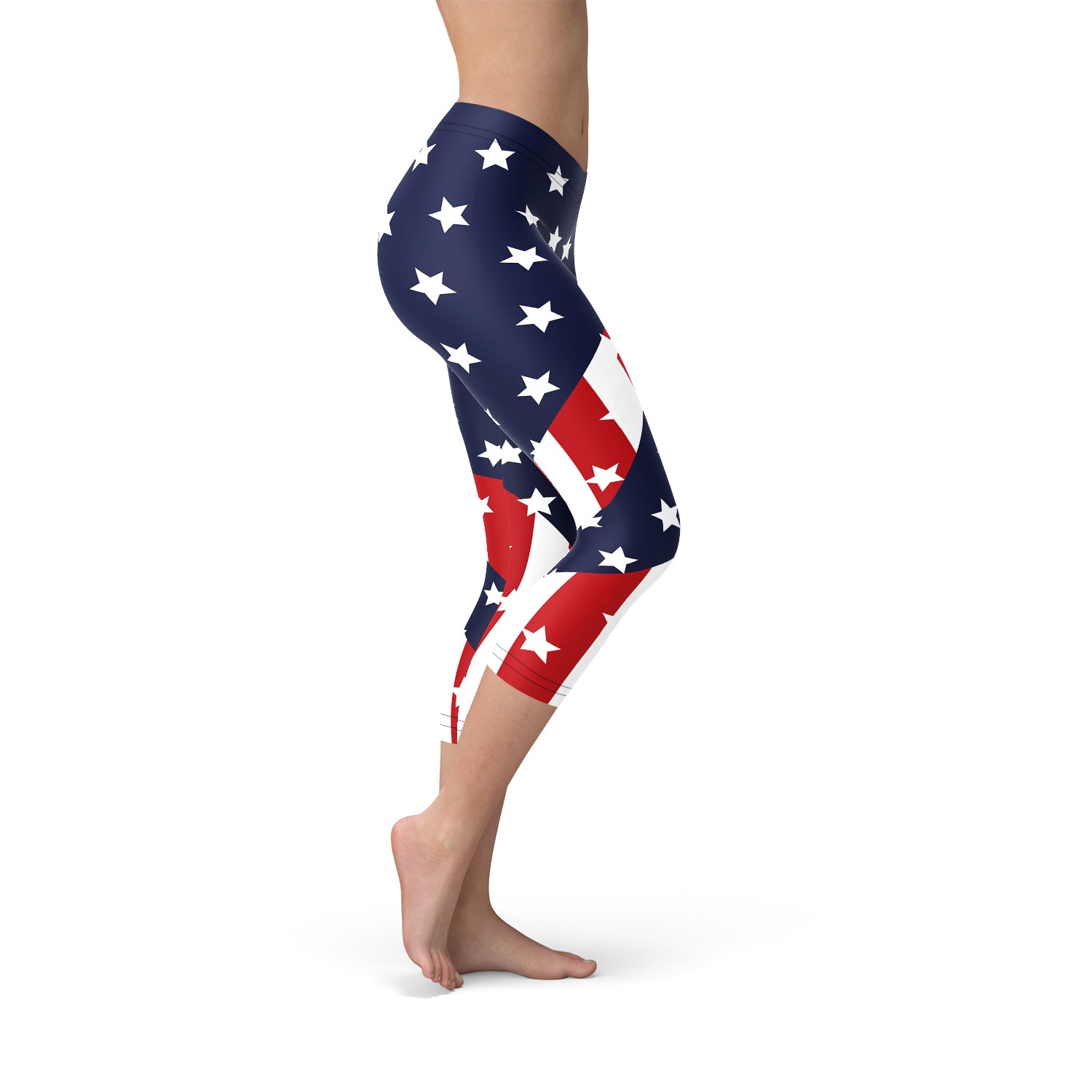 Womens American Flag Capri Leggings - Dope Women's Clothing