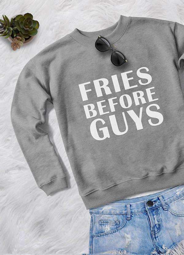 FRIES BEFORE GUYS WOMEN PRINTED SWEAT SHIRT - Dope Women's Clothing