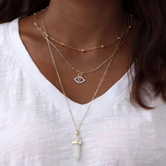 All Seeing Eye Multilayer Necklace - Dope Women's Clothing