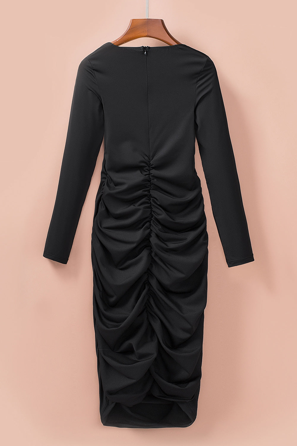 Black Sweetheart Long Sleeve Ruched Bodycon Mini Dress