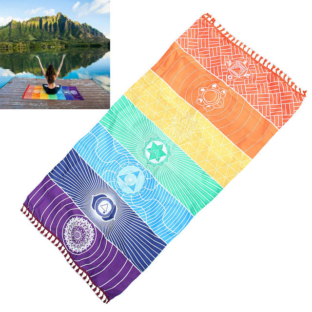 Hot Rainbow Beach Mat Mandala Blanket Wall Hanging - Dope Women's Clothing 