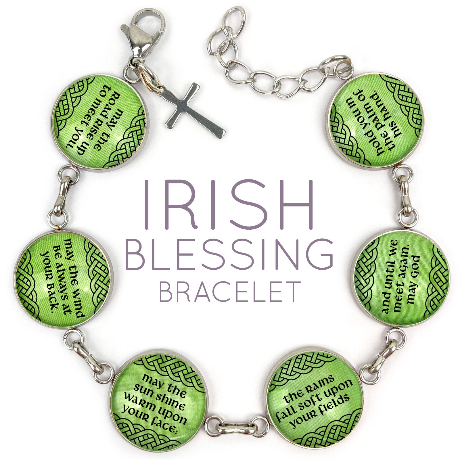 Irish Blessing Charm Bracelet – Stainless Steel or Silver-Plated - Dope Women's Clothing 