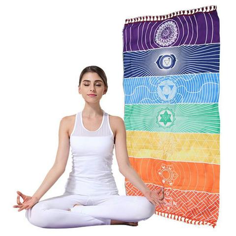 Hot Rainbow Beach Mat Mandala Blanket Wall Hanging - Dope Women's Clothing 