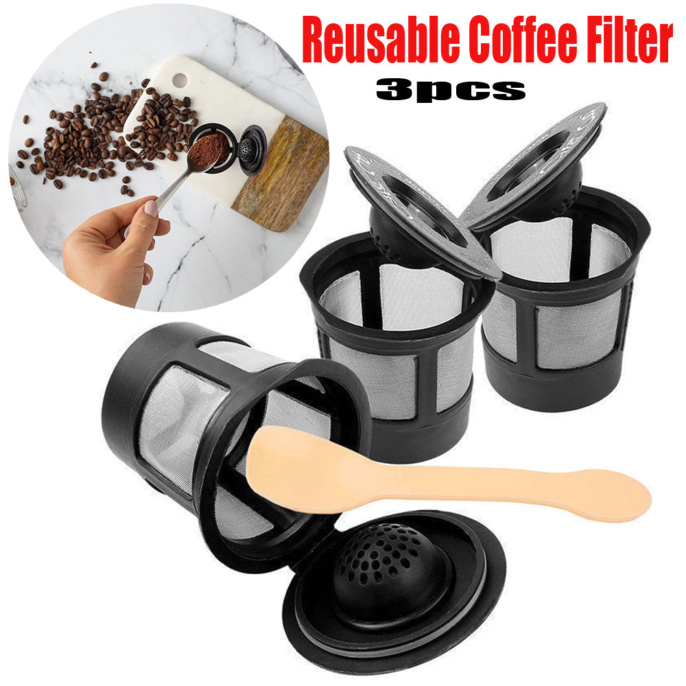 3pcs Reusable Coffee Filter Pod with Spoon - Dope Women's Clothing 