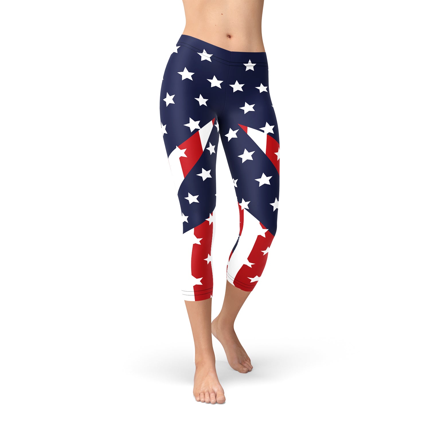 Womens American Flag Capri Leggings - Dope Women's Clothing 