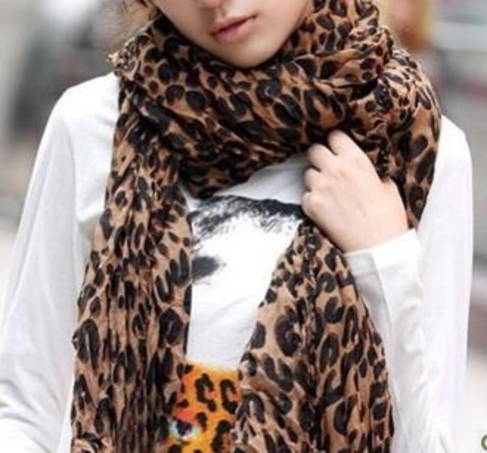 Womens Chiffon Leopard Print Scarf - Dope Women's Clothing 