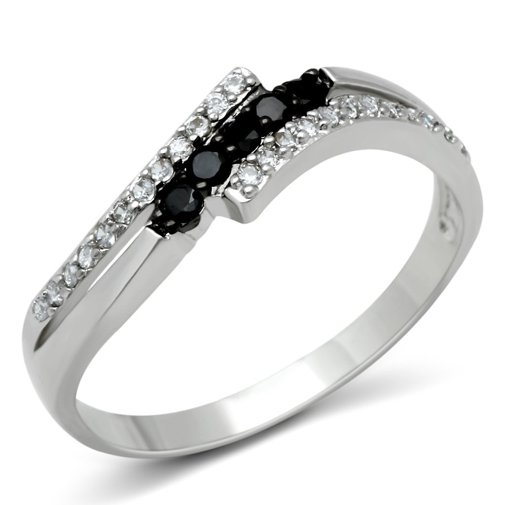 3W122 Rhodium + Ruthenium Brass Ring with AAA - Dope Women's Clothing 