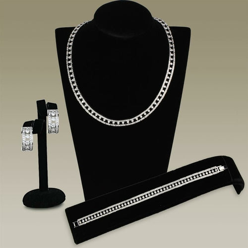 3W944 - Rhodium Brass Jewelry Sets with AAA Grade CZ  in Clear - Dope Women's Clothing 