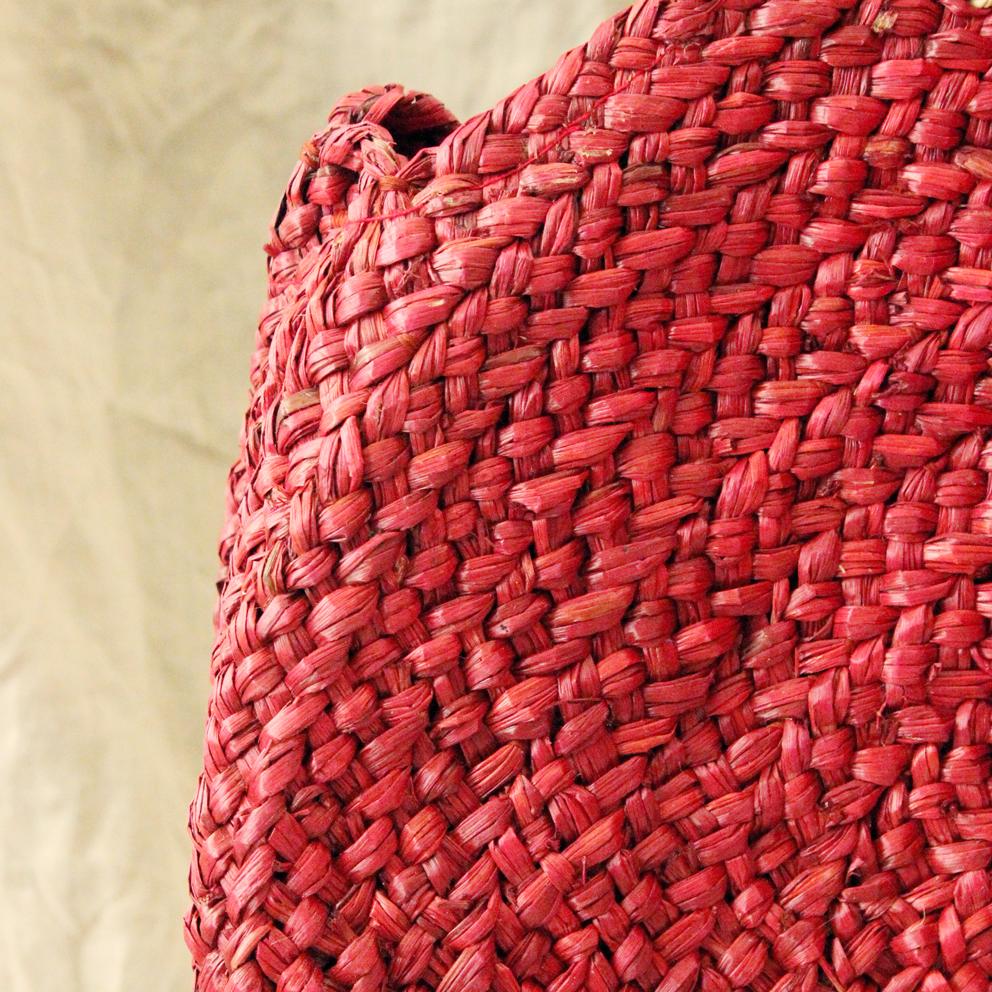 Red Luna Bag - Round Handwoven Straw Tote Bag with - Dope Women's Clothing 