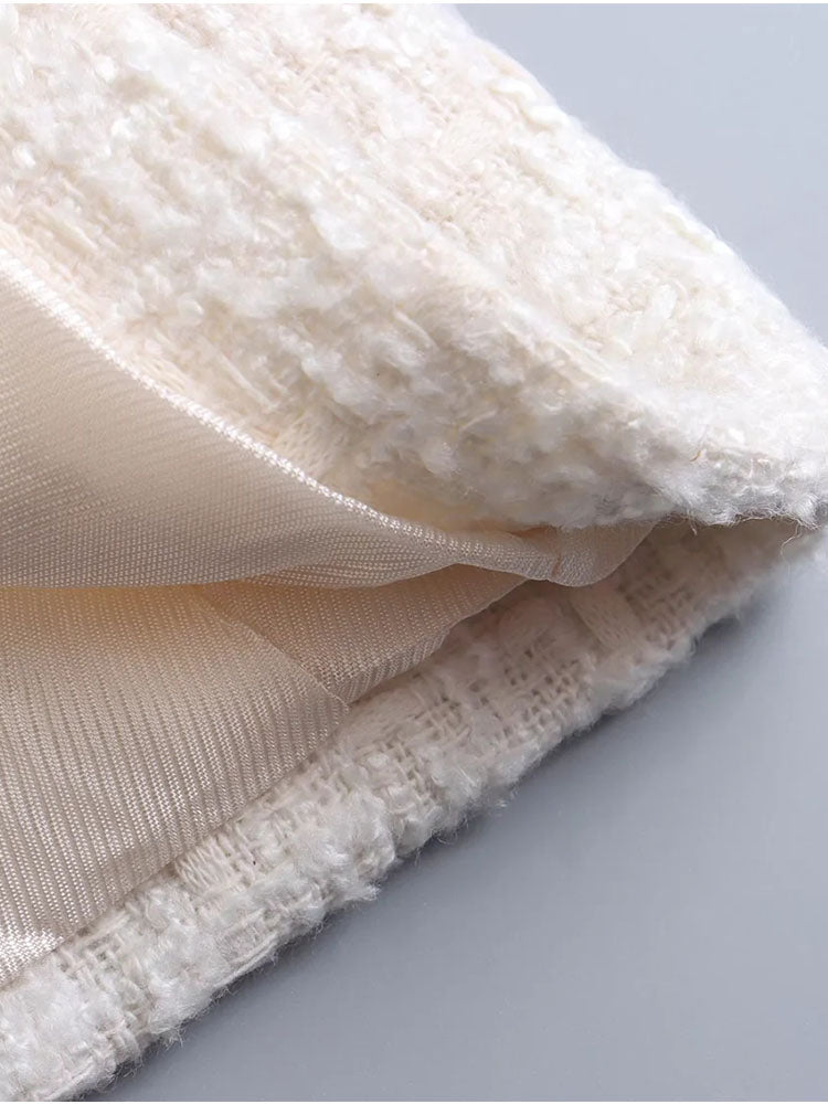 Women Jacket Double Breasted Tweed Blazer Coat - Dope Women's Clothing 