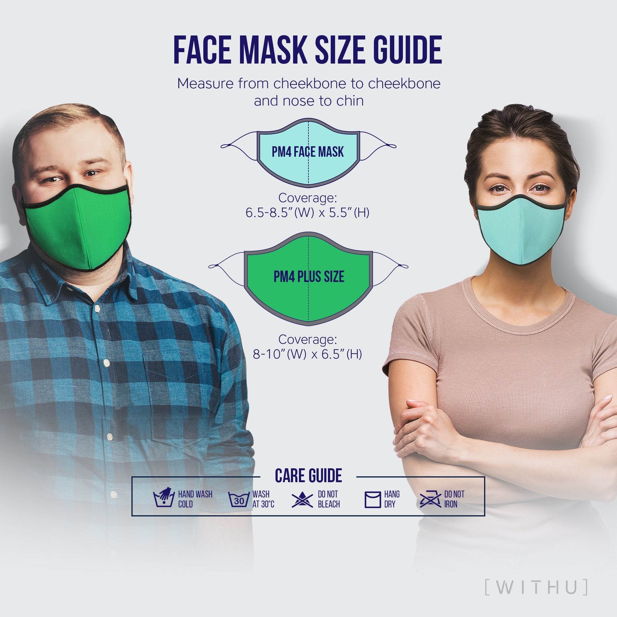 WITH U Washable Reusable Face Masks - 3-Layer with Adjustable Ear - Dope Women's Clothing 