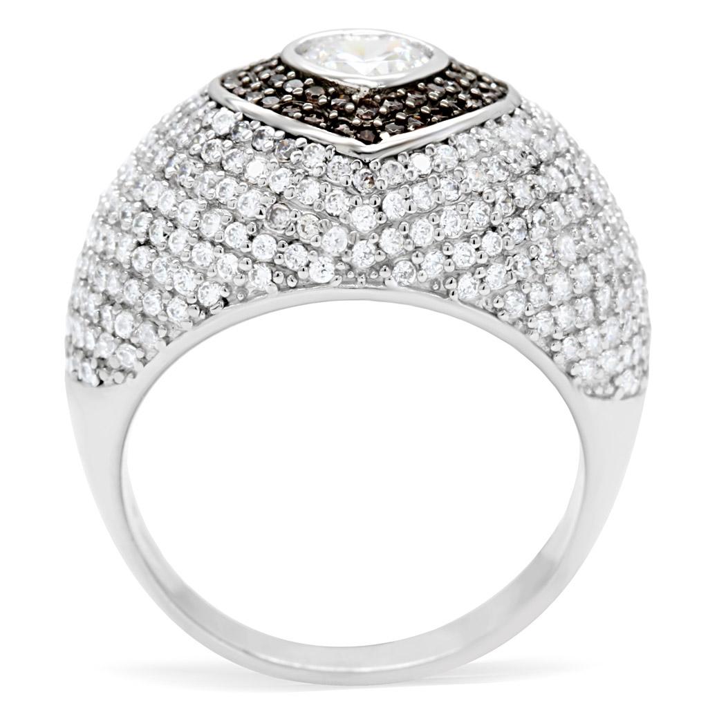 TS022 - Rhodium + Ruthenium 925 Sterling Silver Ring with AAA Grade CZ - Dope Women's Clothing 