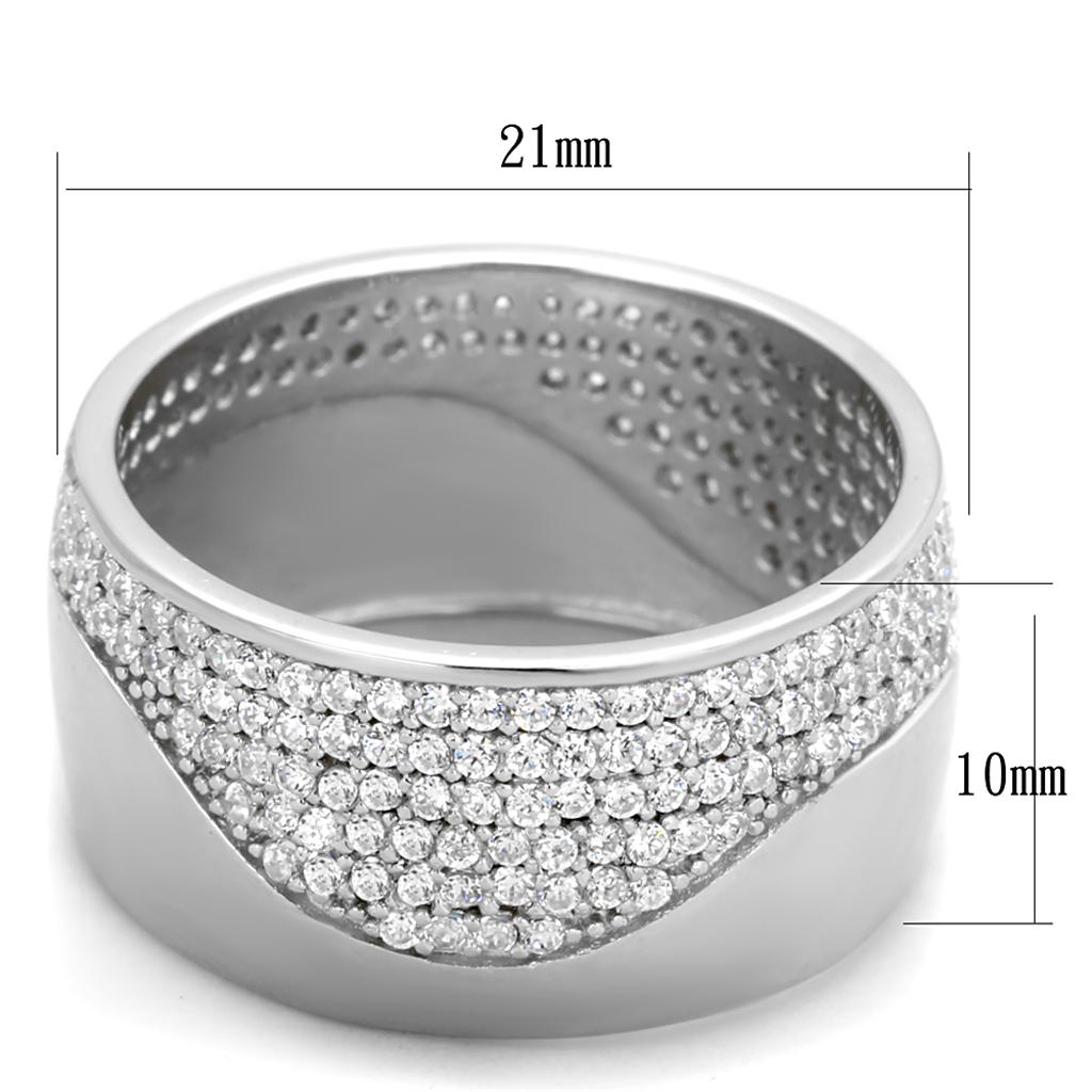 TS378 - Rhodium 925 Sterling Silver Ring with AAA Grade CZ  in Clear - Dope Women's Clothing 