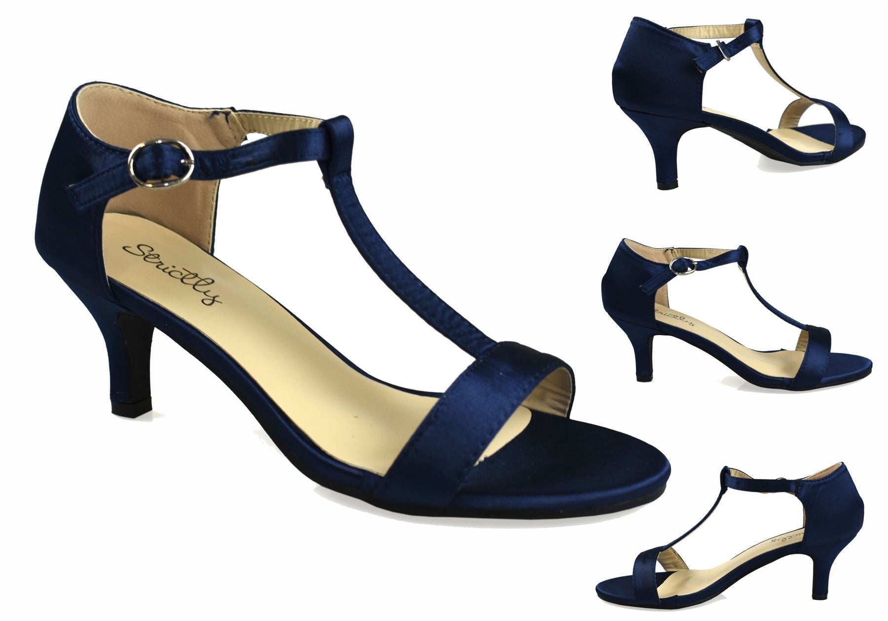 Open Toe Satin Sandal Navy - Dope Women's Clothing 