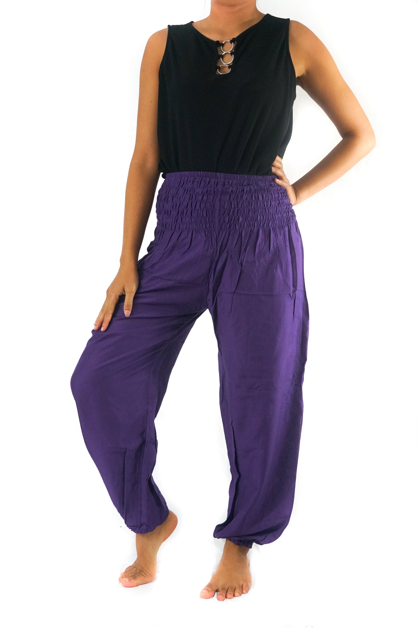 Purple Women Boho Pants Hippie Pants Yoga Pants Harem - Dope Women's Clothing 