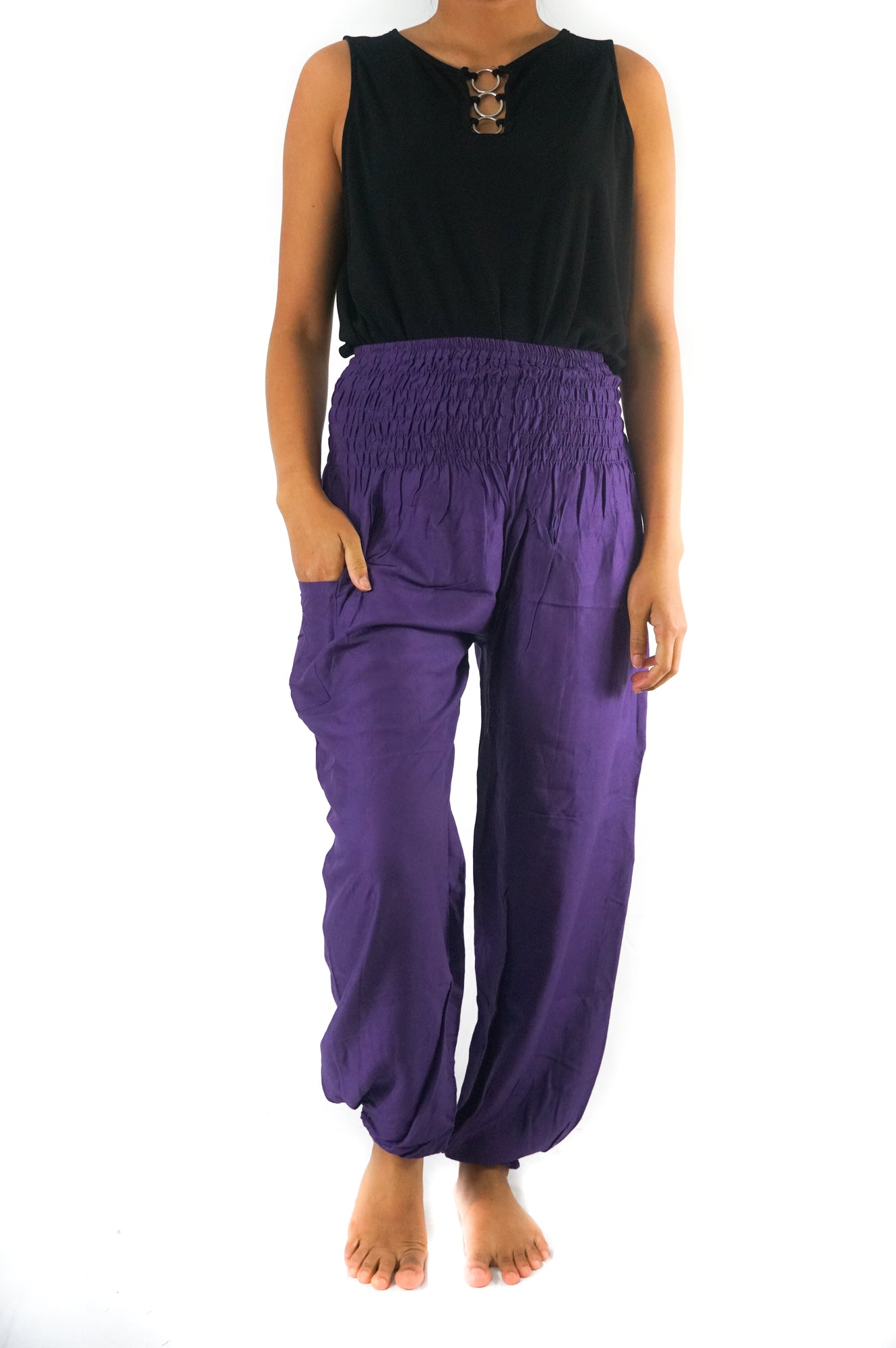 Purple Women Boho Pants Hippie Pants Yoga Pants Harem - Dope Women's Clothing 