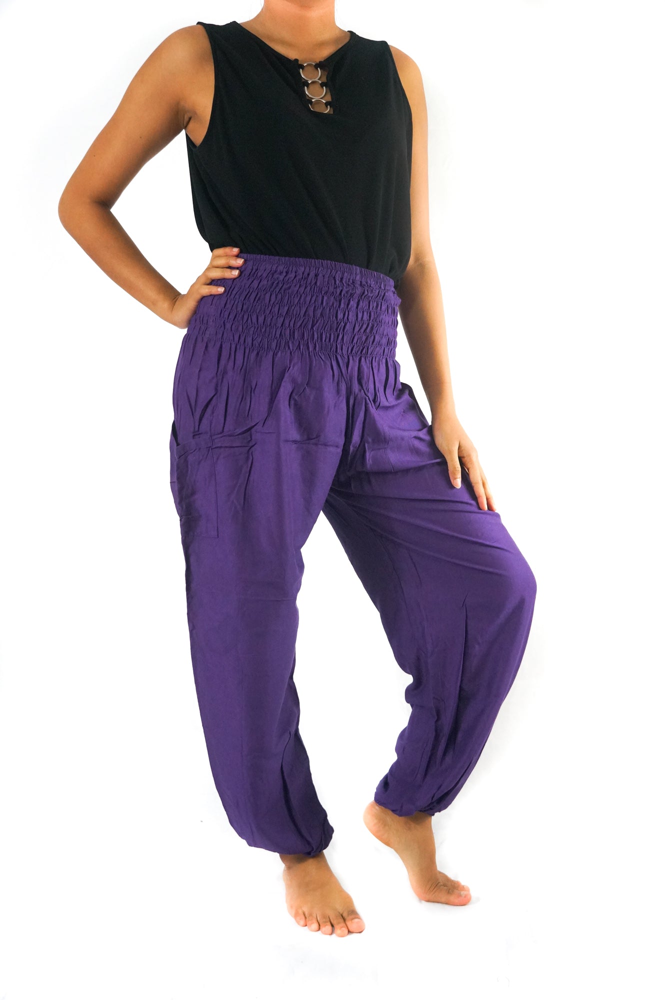Purple Women Boho Pants Hippie Pants Yoga Pants Harem - Dope Women's Clothing 