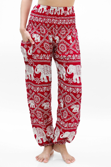 Burgundy ELEPHANT Pants Women Boho Pants Hippie Pants Yoga - Dope Women's Clothing 