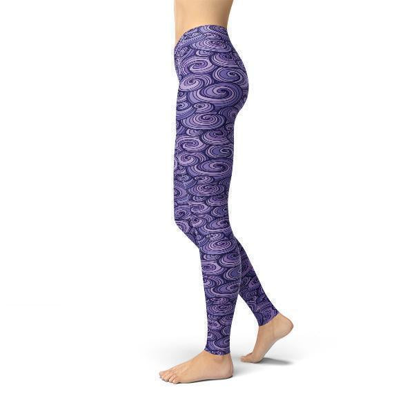Jean Purple Swirls Leggings - Dope Women's Clothing 