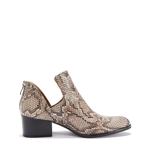 Womens Shoes - Low Heel Snakeskin Style / Beige Fredricka Booties / - Dope Women's Clothing 